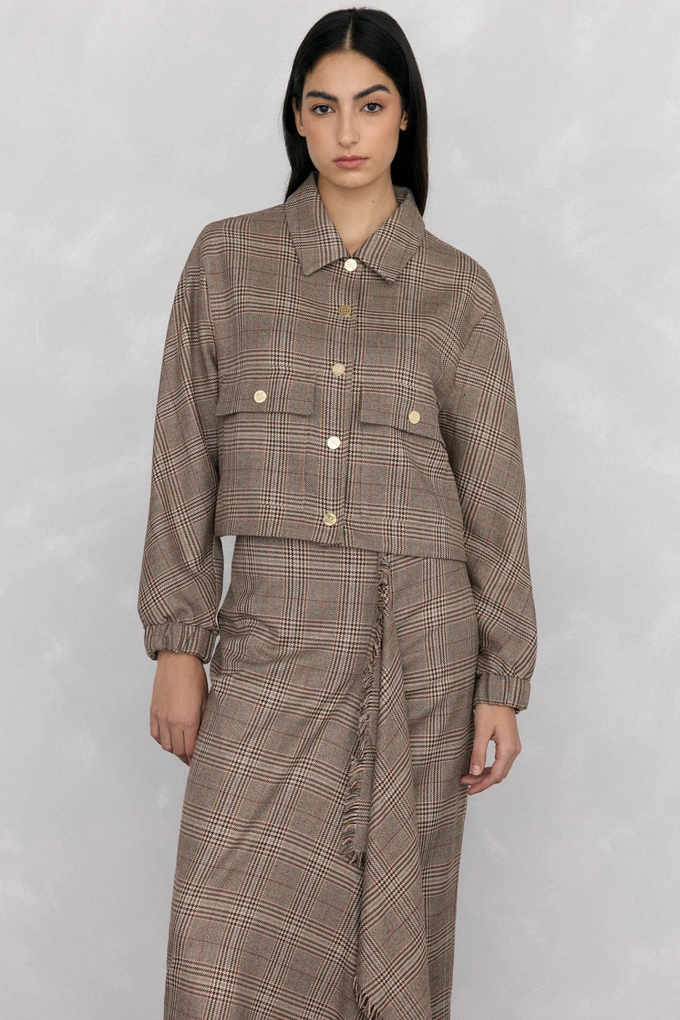 Mujer Pedro del Hierro Faldas>Falda midi cuadros volante desflecado