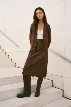 Mujer Vila Faldas>Falda midi de ante