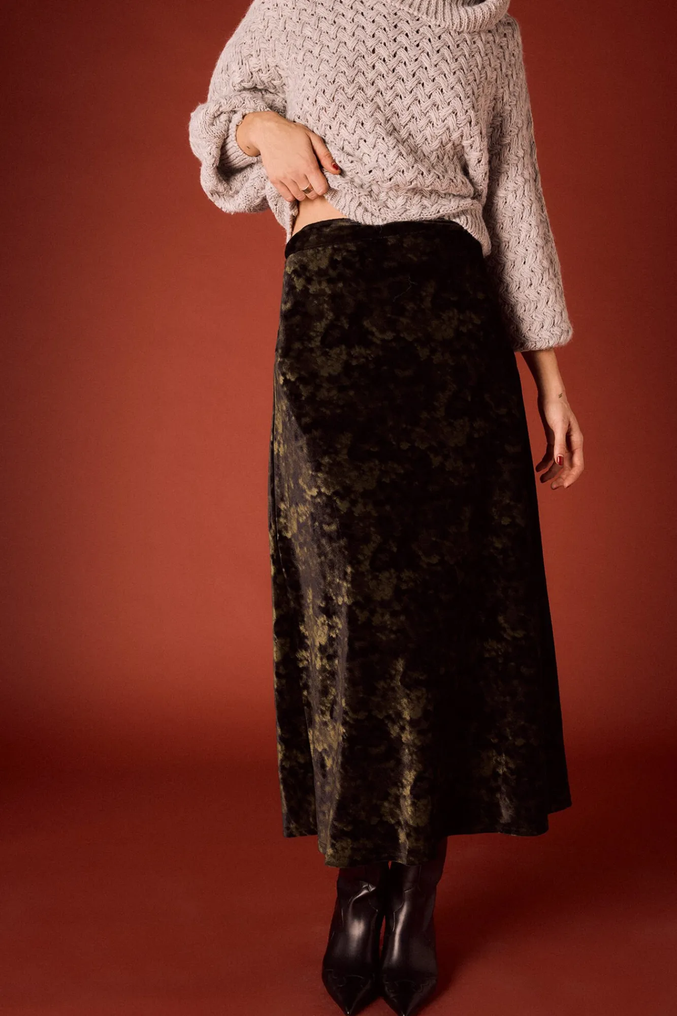 Mujer Slowlove Faldas>Falda midi de terciopelo tie dye