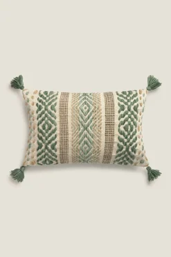 Textura Fundas De Cojín>Funda cojín bordado pompones