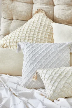 Calma House Fundas De Cojín>Funda de cojín con relieve de rombos crudo Royal