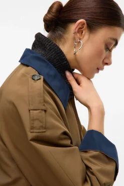 Mujer Vero Moda Gabardinas|Chaquetas>Gabardina larga bicolor