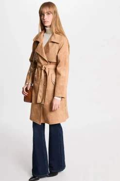 Mujer Morgan Gabardinas|Chaquetas>Gabardina larga de antelina