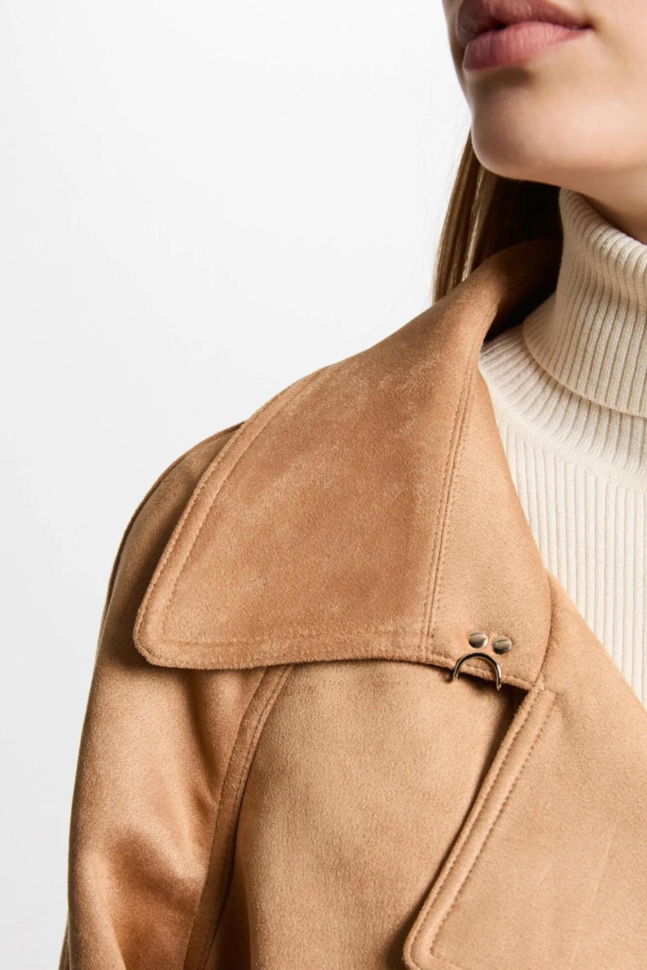 Mujer Morgan Gabardinas|Chaquetas>Gabardina larga de antelina