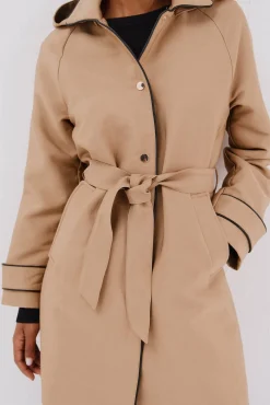 Mujer Cortefiel Gabardinas|Abrigos>Gabardina satinada capucha desmontable