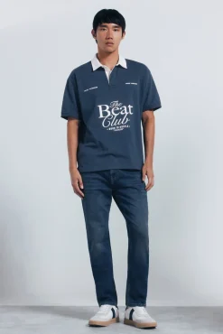 Hombre Springfield Vaqueros>Jeans en knit denim sobretintado slim fit