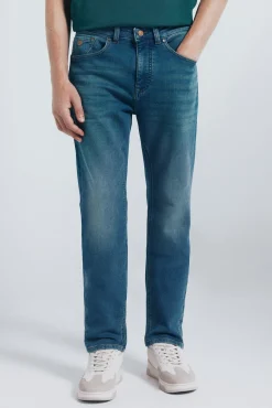 Hombre Springfield Vaqueros>Jeans en knit denim sobretintado slim fit