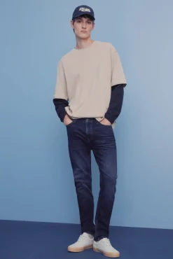 Hombre Springfield Vaqueros>Jeans skinny lavado oscuro