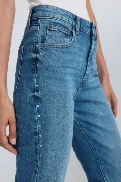 Mujer Springfield Vaqueros>Jeans straight tachas