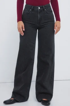 Mujer Springfield Vaqueros>Jeans wide cristales brillantes