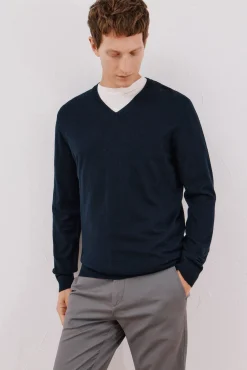 Hombre Cortefiel Jerséis>Jersey algodón cashmere cuello pico
