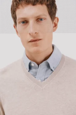 Hombre Cortefiel Jerséis>Jersey algodón cashmere cuello pico