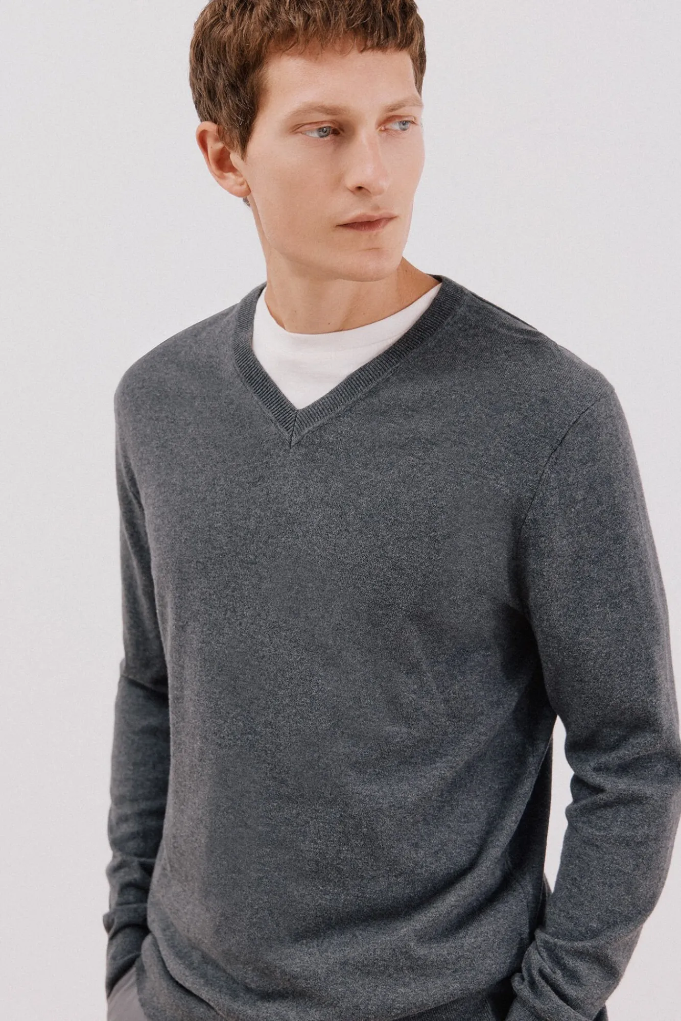 Hombre Cortefiel Jerséis>Jersey algodón cashmere cuello pico