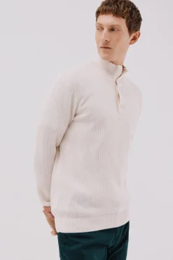 Hombre Cortefiel Jerséis>Jersey algodón estructura cuello alto con botones