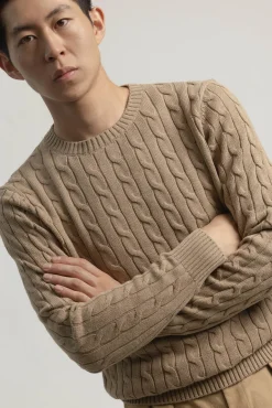 Hombre PuroEGO Jerséis>Jersey cable knit algodón