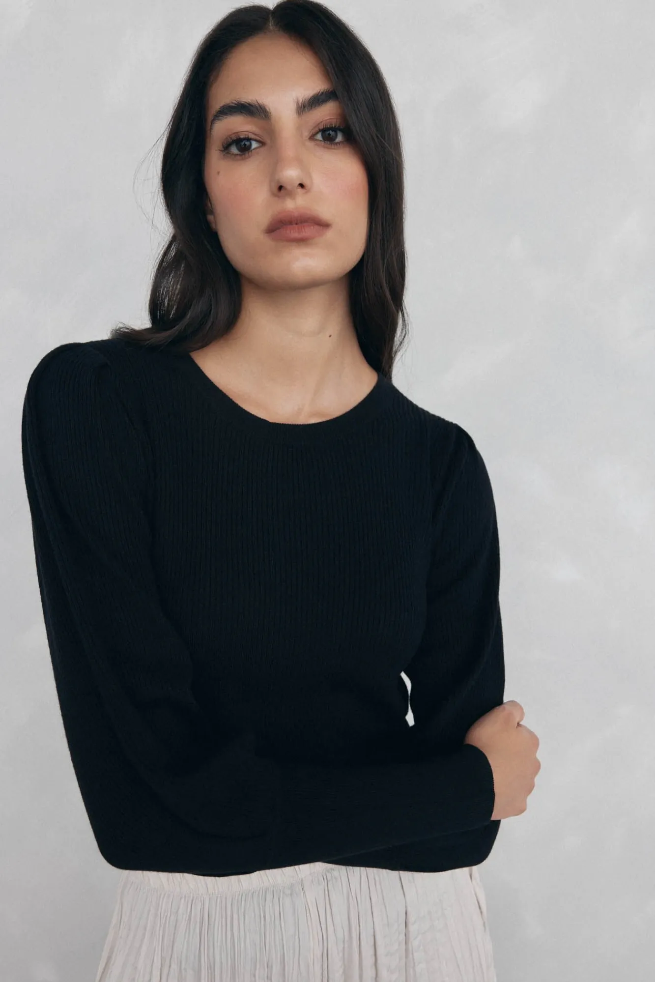 Mujer Pedro del Hierro Jerséis>Jersey canalé manga abullonada