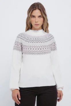 Mujer Springfield Jerséis>Jersey cenefa jacquard cuello combinado