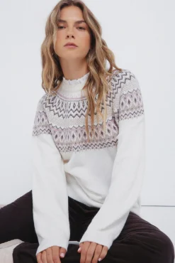 Mujer Springfield Jerséis>Jersey cenefa jacquard cuello combinado