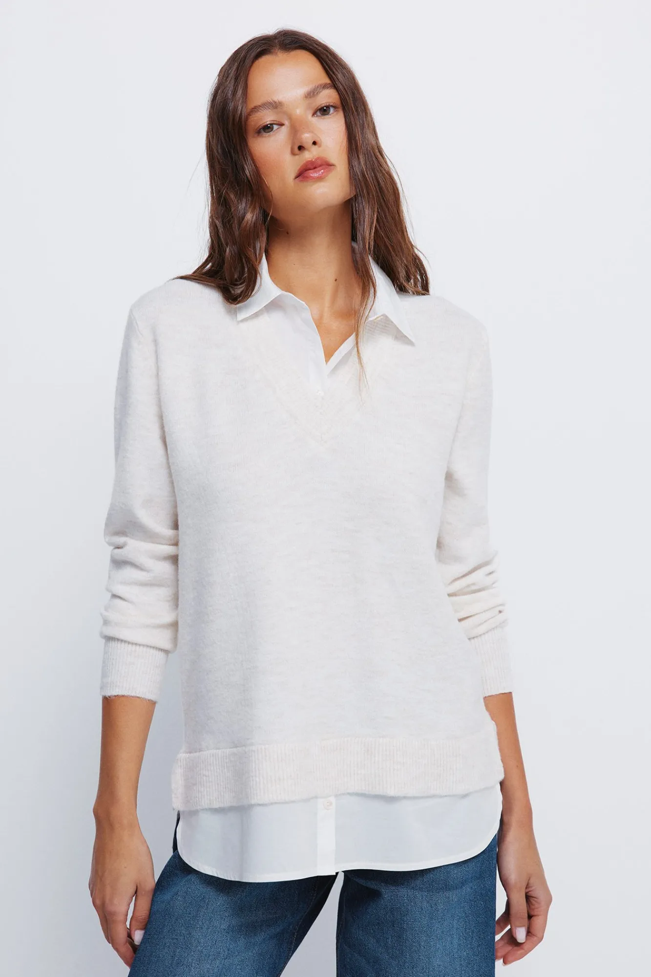 Mujer Springfield Jerséis>Jersey combinado camisero