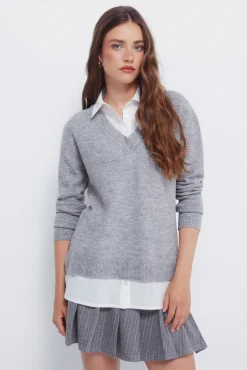 Mujer Springfield Jerséis>Jersey combinado camisero