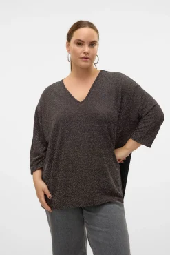 Mujer Vero Moda Curve Jerséis>Jersey cuello pico lúrex talla grande