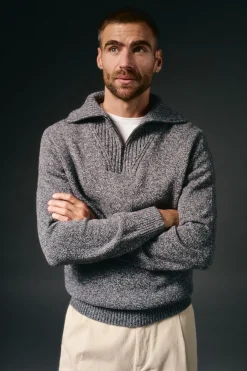 Hombre OOTO Jerséis>Jersey cuello polo cremallera algodón