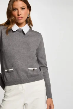 Mujer Morgan Jerséis>Jersey cuello tipo camisa