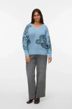 Mujer Vero Moda Curve Jerséis>Jersey de manga larga cuello pico Curve