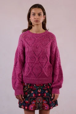 Mujer Molly Bracken Jerséis>Jersey de manga larga en punto calado con corazones