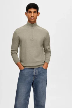 Hombre Selected Jerséis>Jersey de punto con media cremallera 100% algodón
