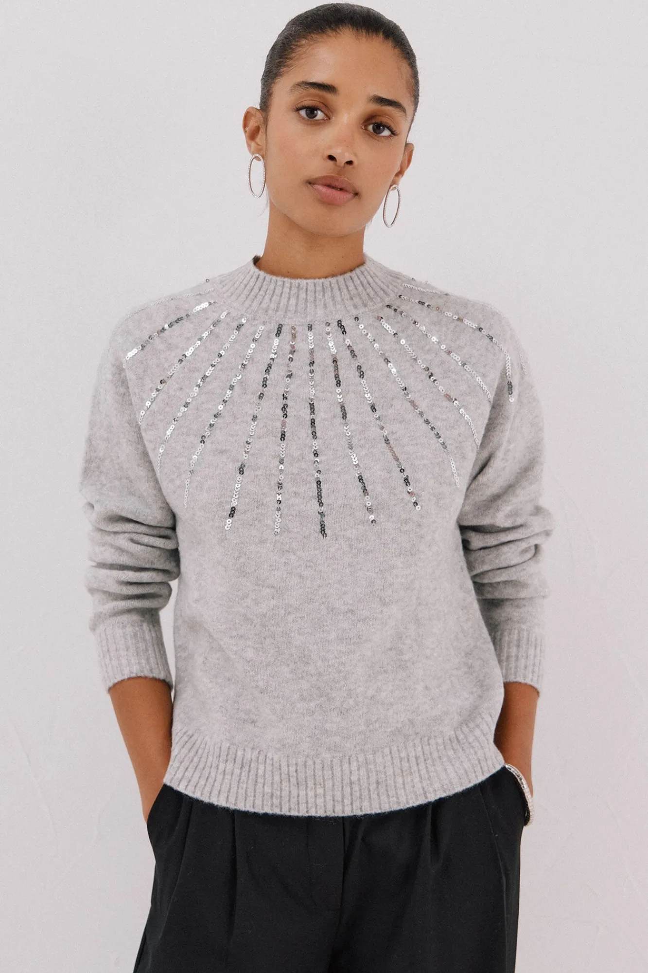 Mujer Cortefiel Jerséis>Jersey delantero lentejuelas.