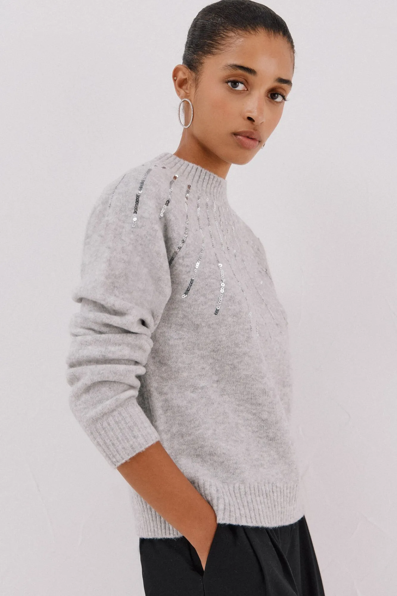 Mujer Cortefiel Jerséis>Jersey delantero lentejuelas.