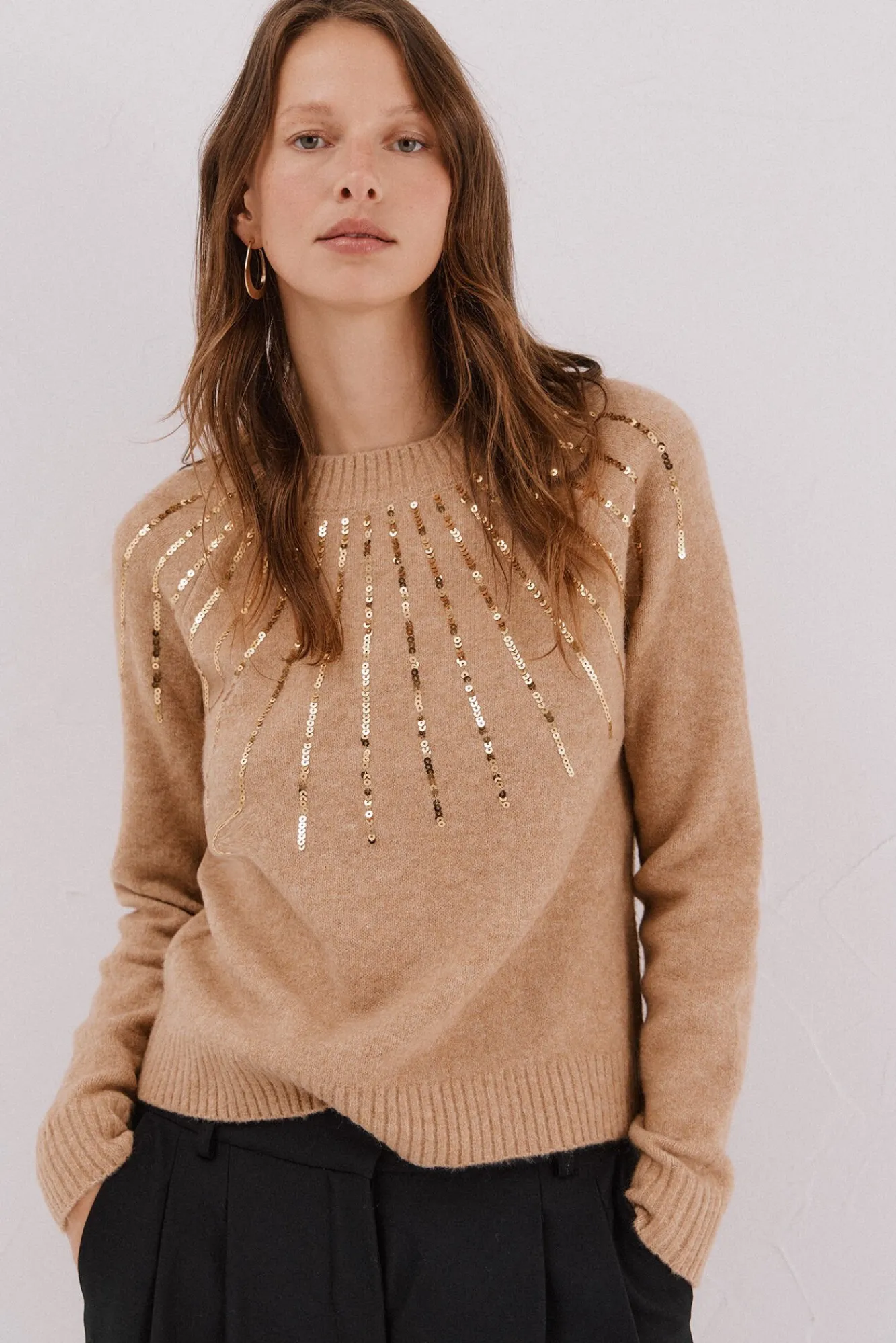 Mujer Cortefiel Jerséis>Jersey delantero lentejuelas.