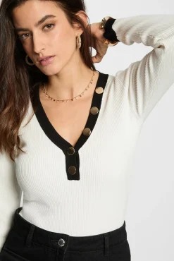 Mujer Morgan Jerséis>Jersey entallado con cuello en V