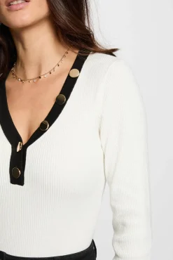 Mujer Morgan Jerséis>Jersey entallado con cuello en V