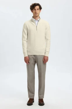 Hombre Selected Jerséis>Jersey estructura media cremallera 100% algodón orgánico.