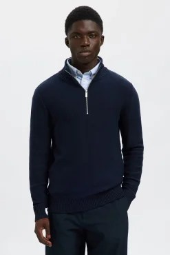 Hombre Selected Jerséis>Jersey estructura media cremallera 100% algodón orgánico.