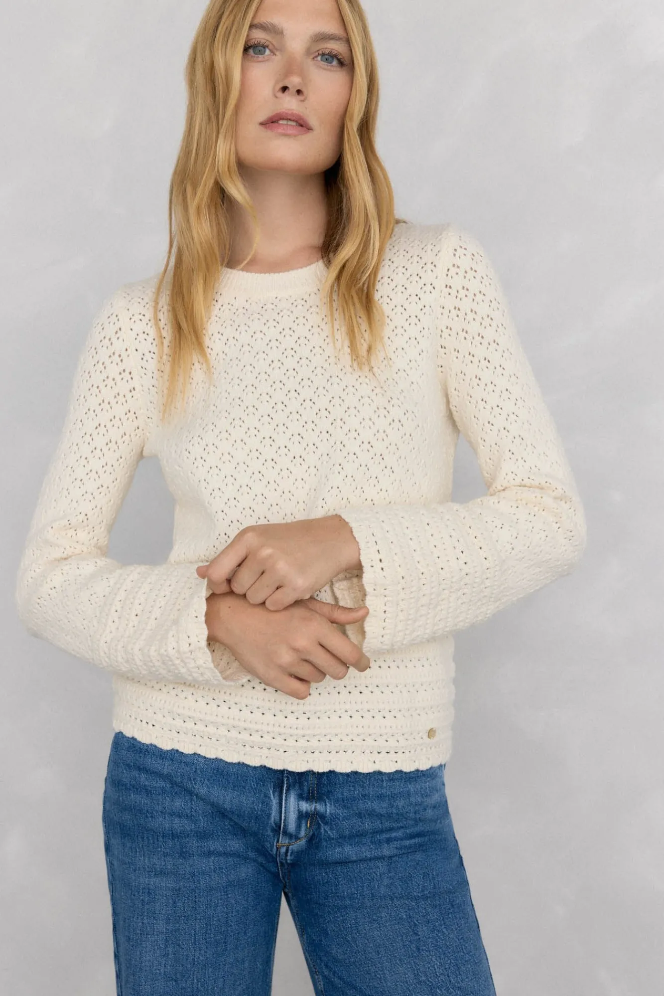 Mujer Pedro del Hierro Jerséis>Jersey fantasía calada manga acampanada