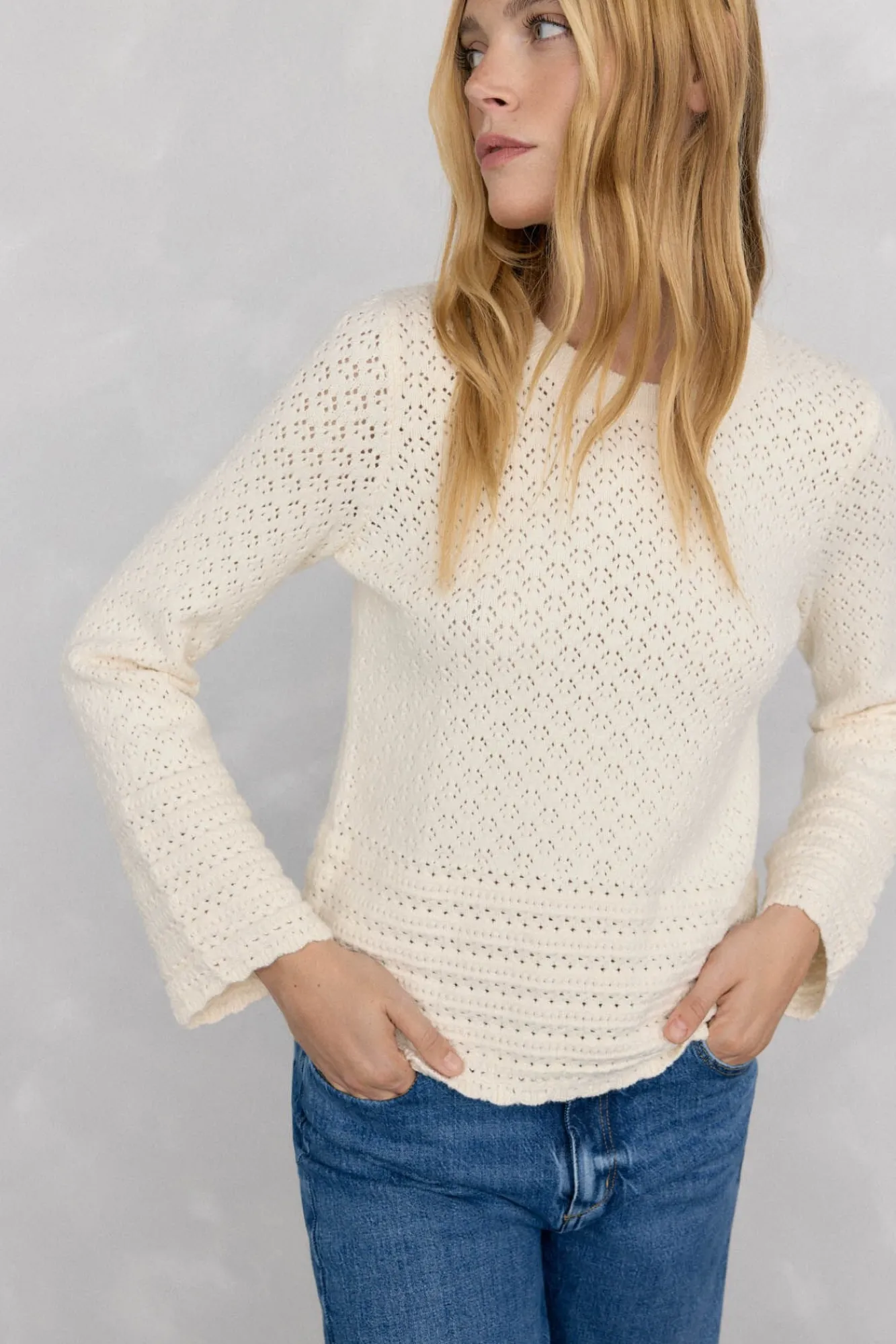 Mujer Pedro del Hierro Jerséis>Jersey fantasía calada manga acampanada