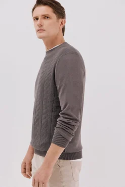 Hombre Cortefiel Jerséis>Jersey fino algodón trenzado cuello caja