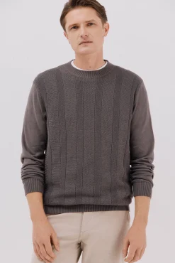 Hombre Cortefiel Jerséis>Jersey fino algodón trenzado cuello caja