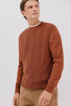 Hombre Cortefiel Jerséis>Jersey fino algodón trenzado cuello caja