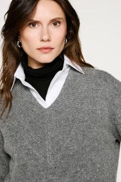 Mujer Selected Jerséis>Jersey lana cuello pico.