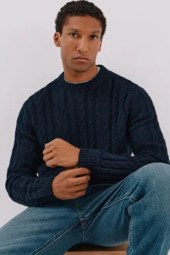 Hombre Cortefiel Jerséis>Jersey lana trenzado cuello caja