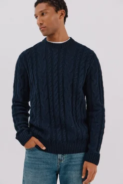 Hombre Cortefiel Jerséis>Jersey lana trenzado cuello caja