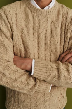 Hombre Cortefiel Jerséis>Jersey lana trenzado cuello caja