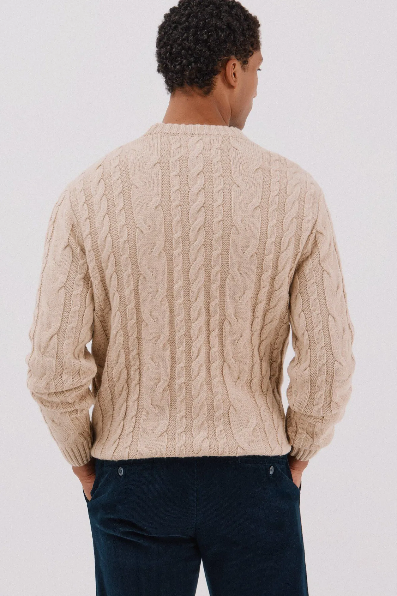 Hombre Cortefiel Jerséis>Jersey lana trenzado cuello caja