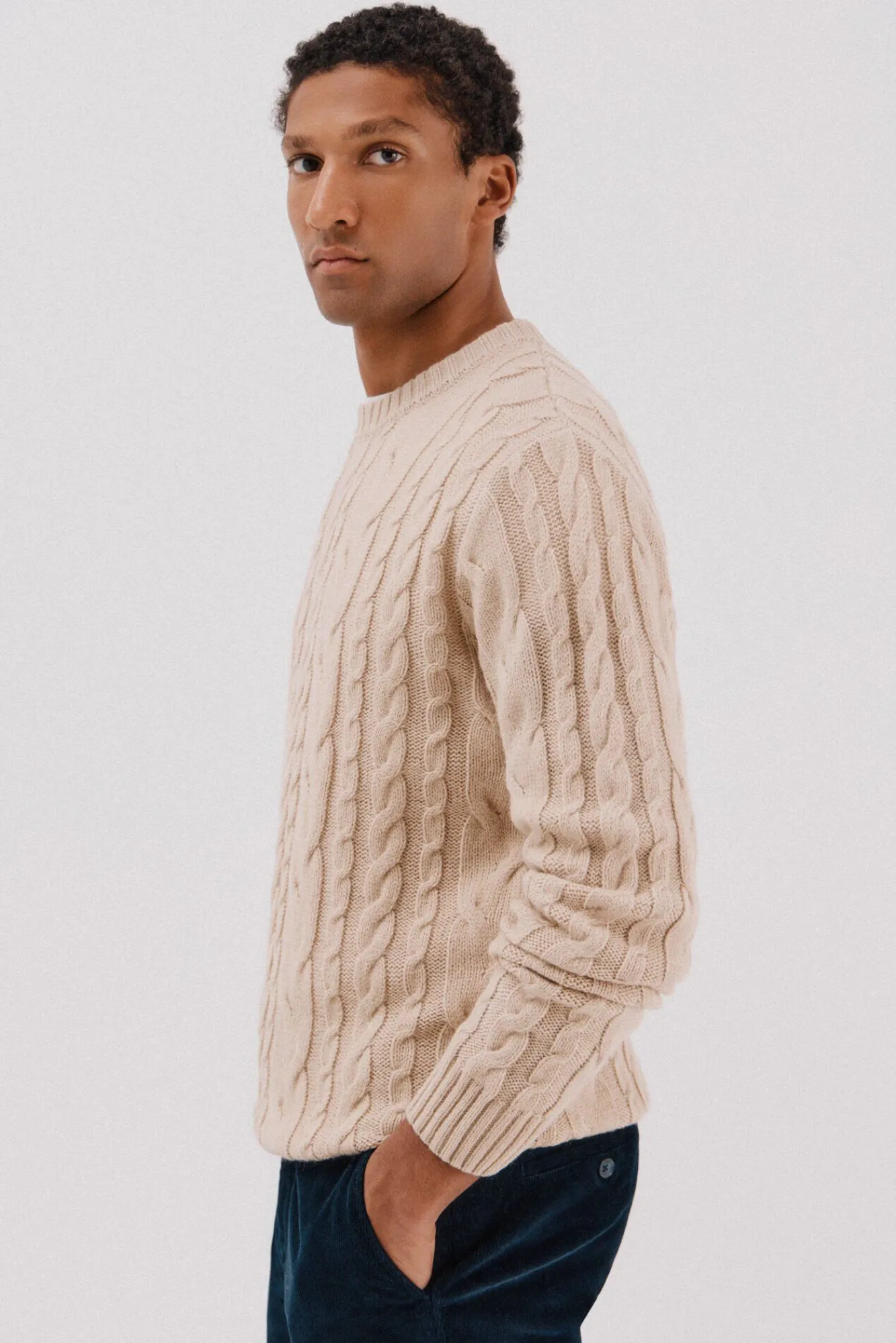 Hombre Cortefiel Jerséis>Jersey lana trenzado cuello caja