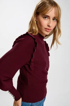 Mujer Morgan Jerséis>Jersey manga larga con volantes