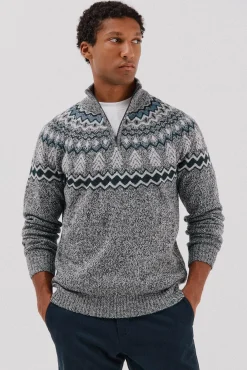 Hombre Cortefiel Jerséis>Jersey navideño fantasía lana cuello alto cremallera